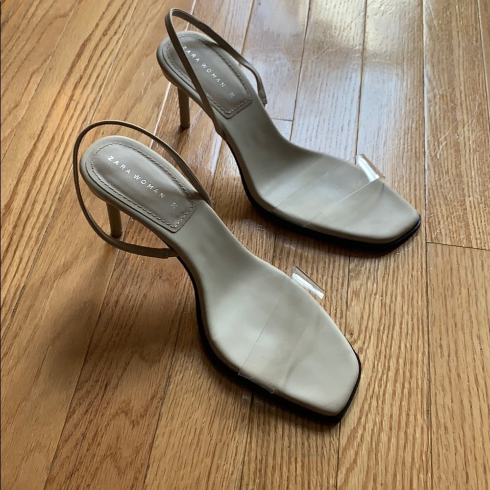 Zara clear semi kitten heel sandals